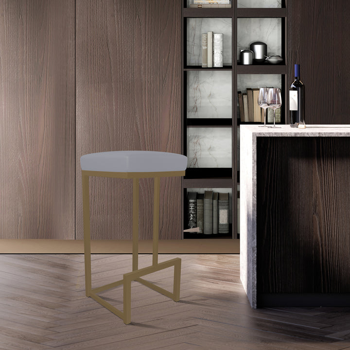 14.5"W x 14.5"D x 26"H / Charcoal Gray/Milky Gold