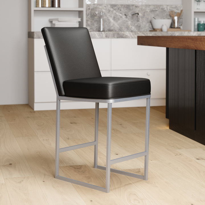 17"W x 24"D x 43"H / Licorice Black/Lustrous Silver White