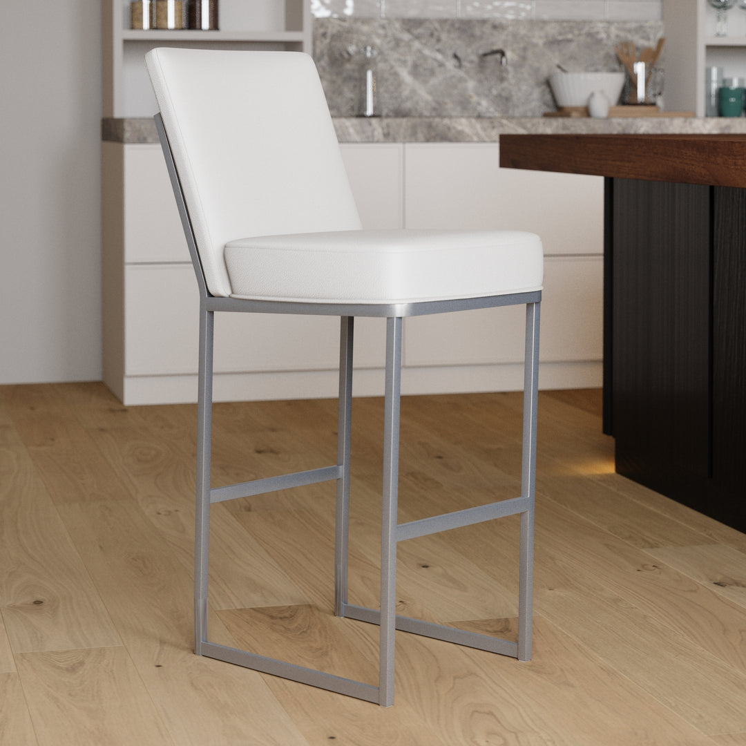 17"W x 24"D x 47"H / Vail Pure White/Lustrous Silver White