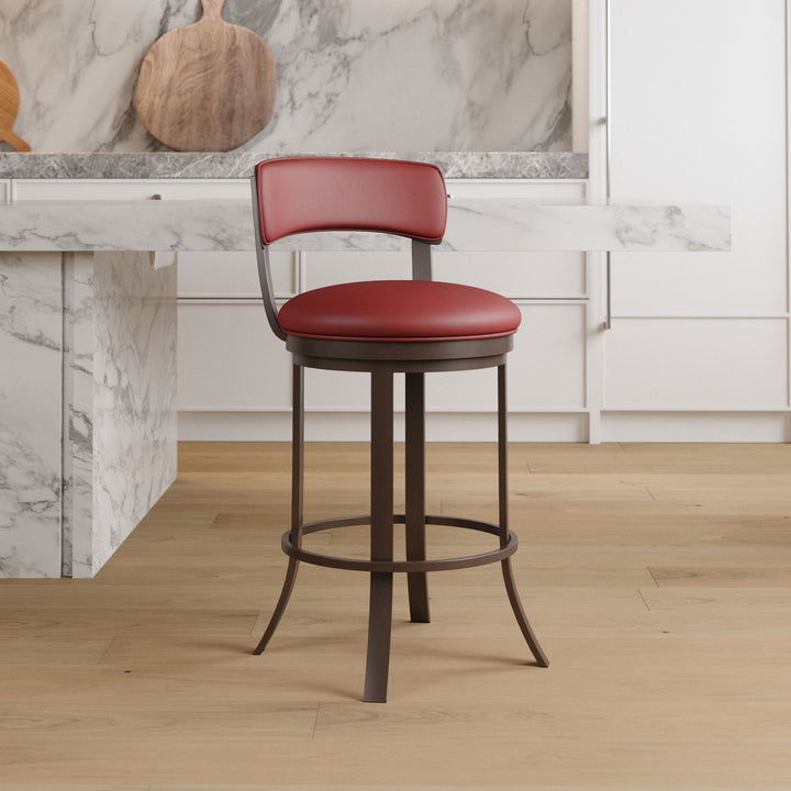 19.5"W x 18.5"D x 34"H / Brick Red/Mocha