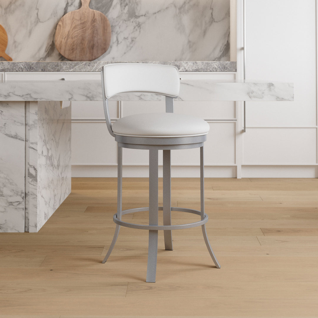 19.5"W x 18.5"D x 34"H / Vail Pure White/Lustrous Silver White