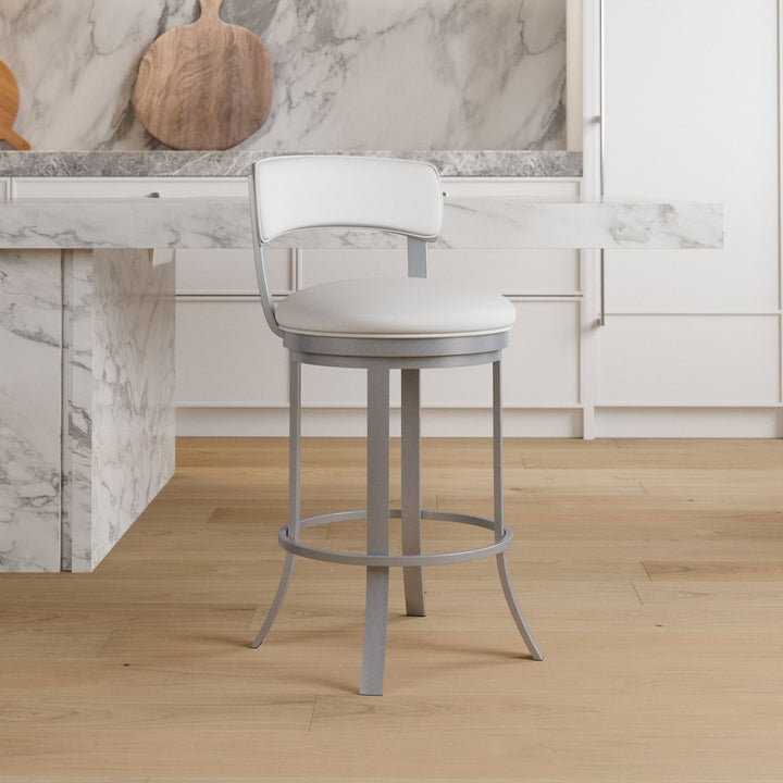 19.5"W x 18.5"D x 34"H / Vail Pure White/Lustrous Silver White