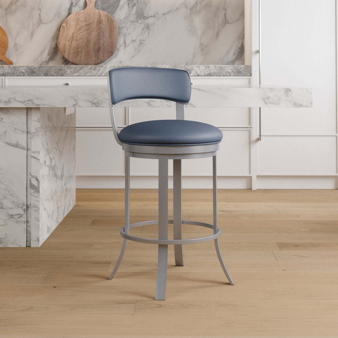 19.5"W x 18.5"D x 34"H / Midnight Blue/Lustrous Silver White