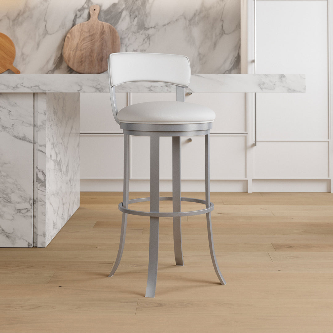 19.5"W x 19.5"D x 38"H / Vail Pure White/Lustrous Silver White