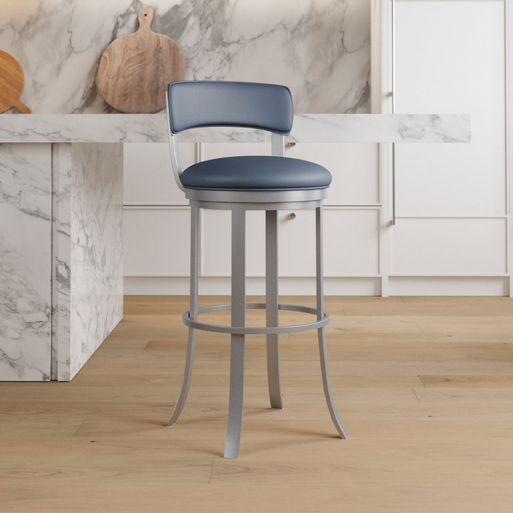 19.5"W x 19.5"D x 38"H / Midnight Blue/Lustrous Silver White