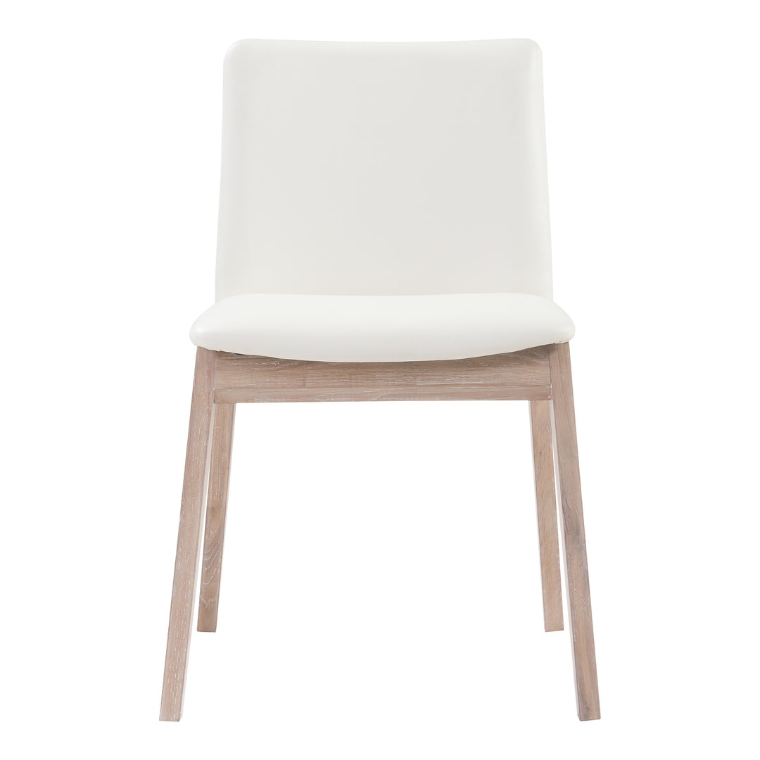 Moe's Home Collection - Deco Oak Dining Chair White Pvc - Set of 2 - BC-1086-05 | American Home Furniture