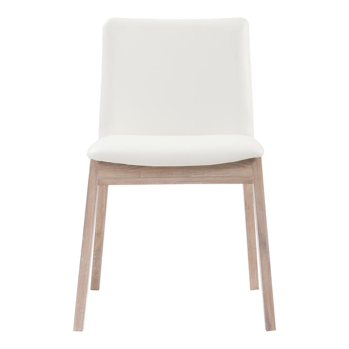 Moe's Home Collection - Deco Oak Dining Chair White Pvc - Set of 2 - BC-1086-05 | American Home Furniture