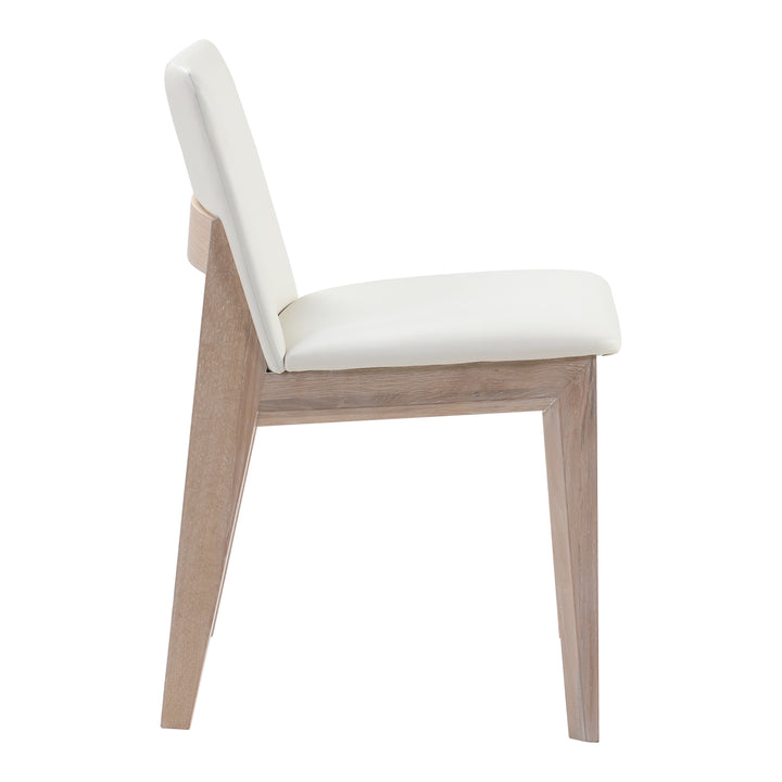 Moe's Home Collection - Deco Oak Dining Chair White Pvc - Set of 2 - BC-1086-05 | American Home Furniture