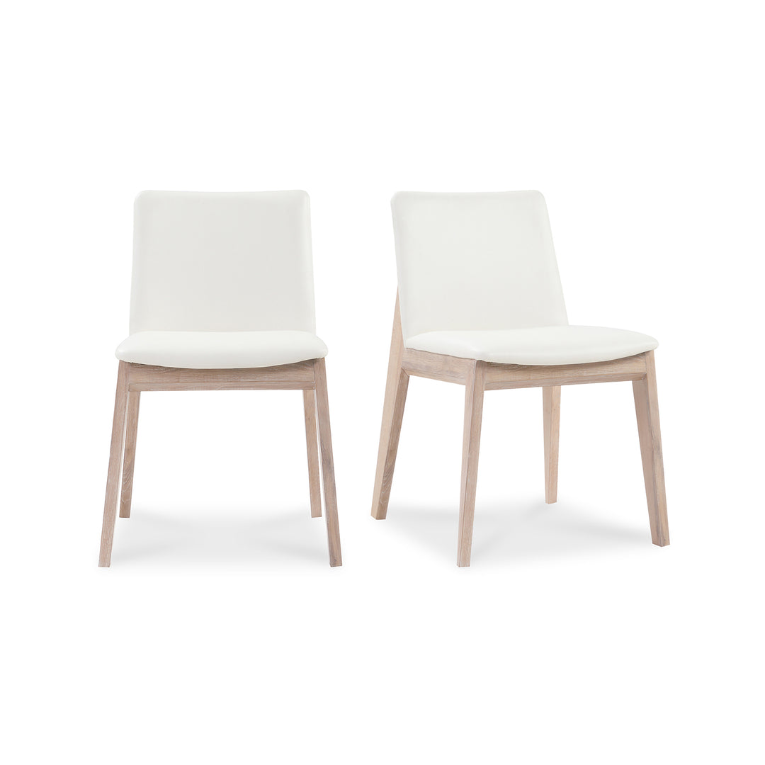 Moe's Home Collection - Deco Oak Dining Chair White Pvc - Set of 2 - BC-1086-05 | American Home Furniture