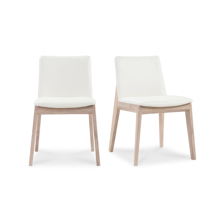 Moe's Home Collection - Deco Oak Dining Chair White Pvc - Set of 2 - BC-1086-05 | American Home Furniture