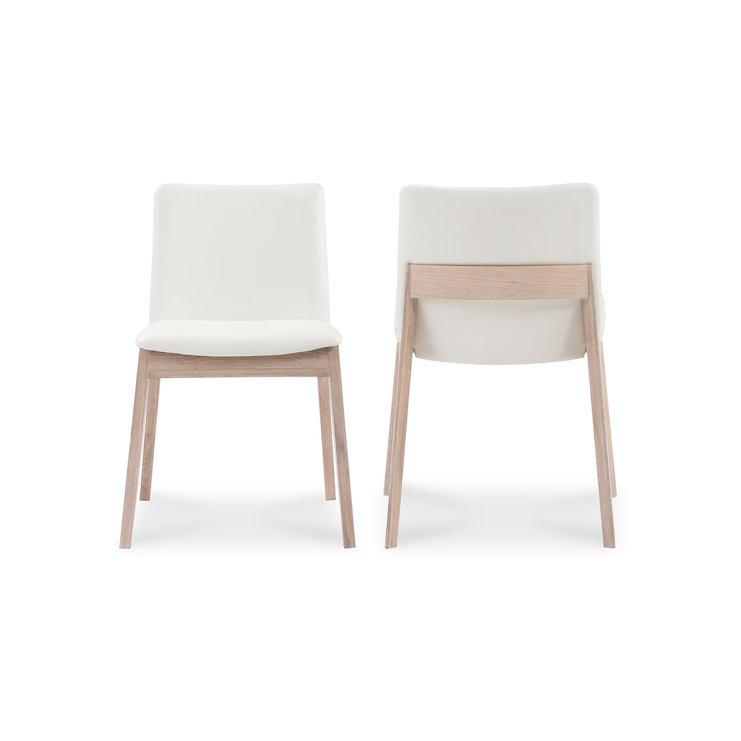 Moe's Home Collection - Deco Oak Dining Chair White Pvc - Set of 2 - BC-1086-05 | American Home Furniture