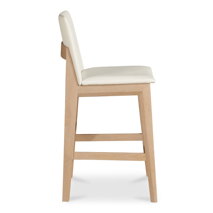 Moe's Home Collection - Deco Oak Counter Stool White PVC - BC-1138-05 | American Home Furniture