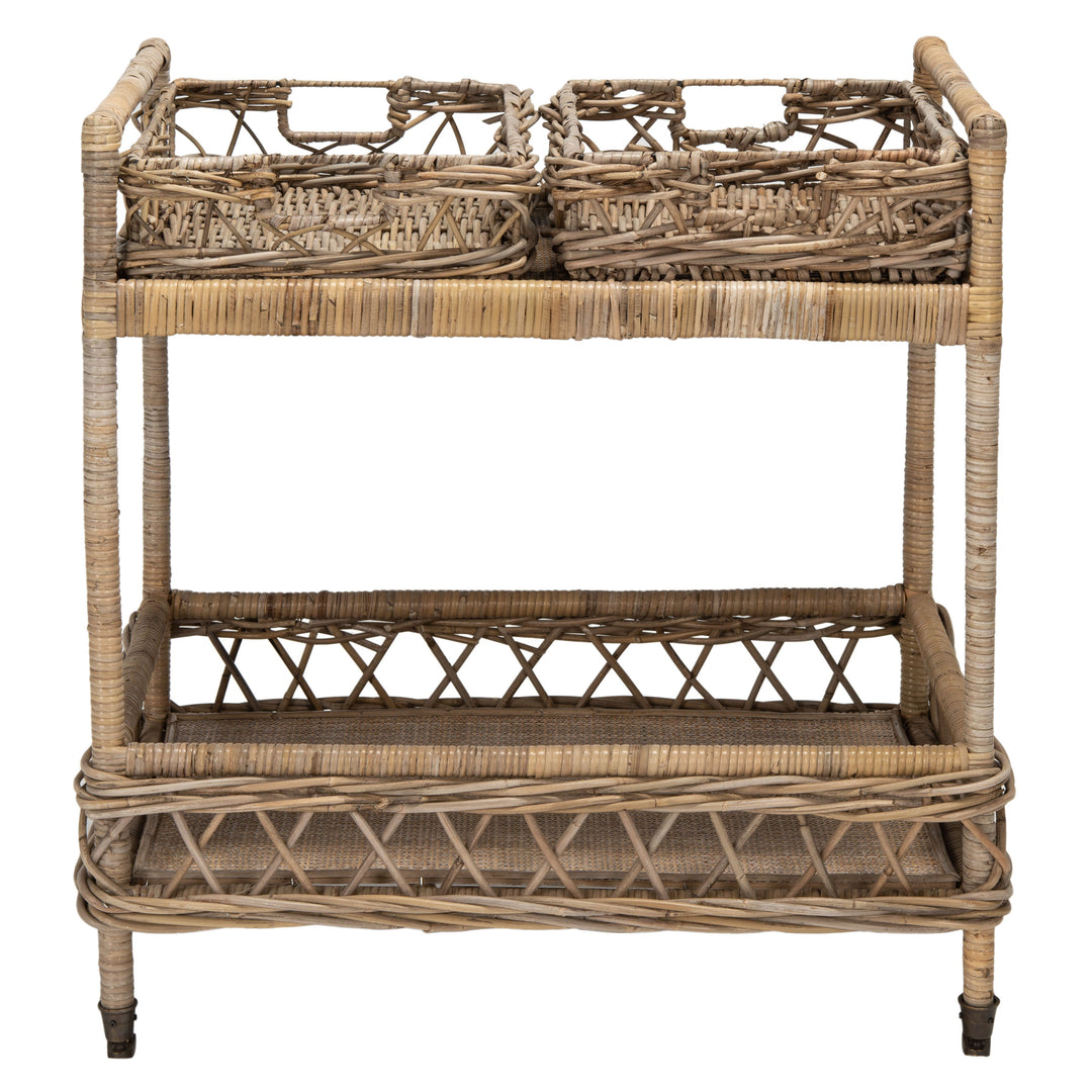 Ambrose 2 Tier Rattan Bar Cart