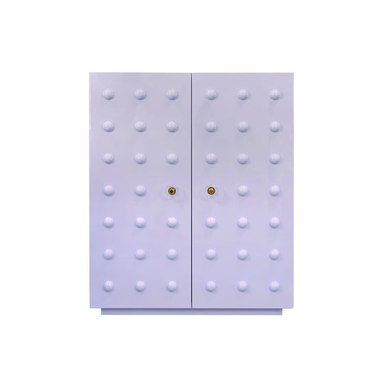 Two Door Cabinet With Ball Stud Detail And Acrylic And Brass Hardware In Lavender Lacquer - BEAU LAV