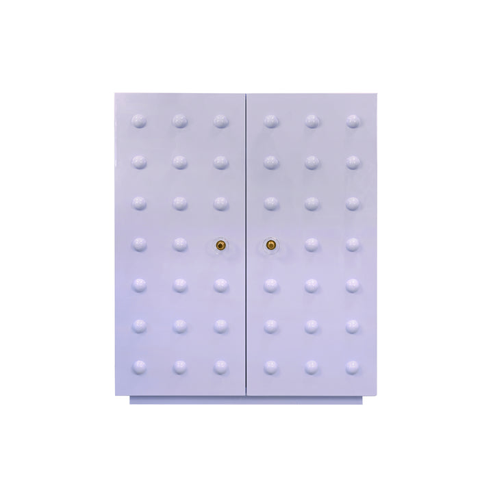 Two Door Cabinet With Ball Stud Detail And Acrylic And Brass Hardware In Lavender Lacquer - BEAU LAV