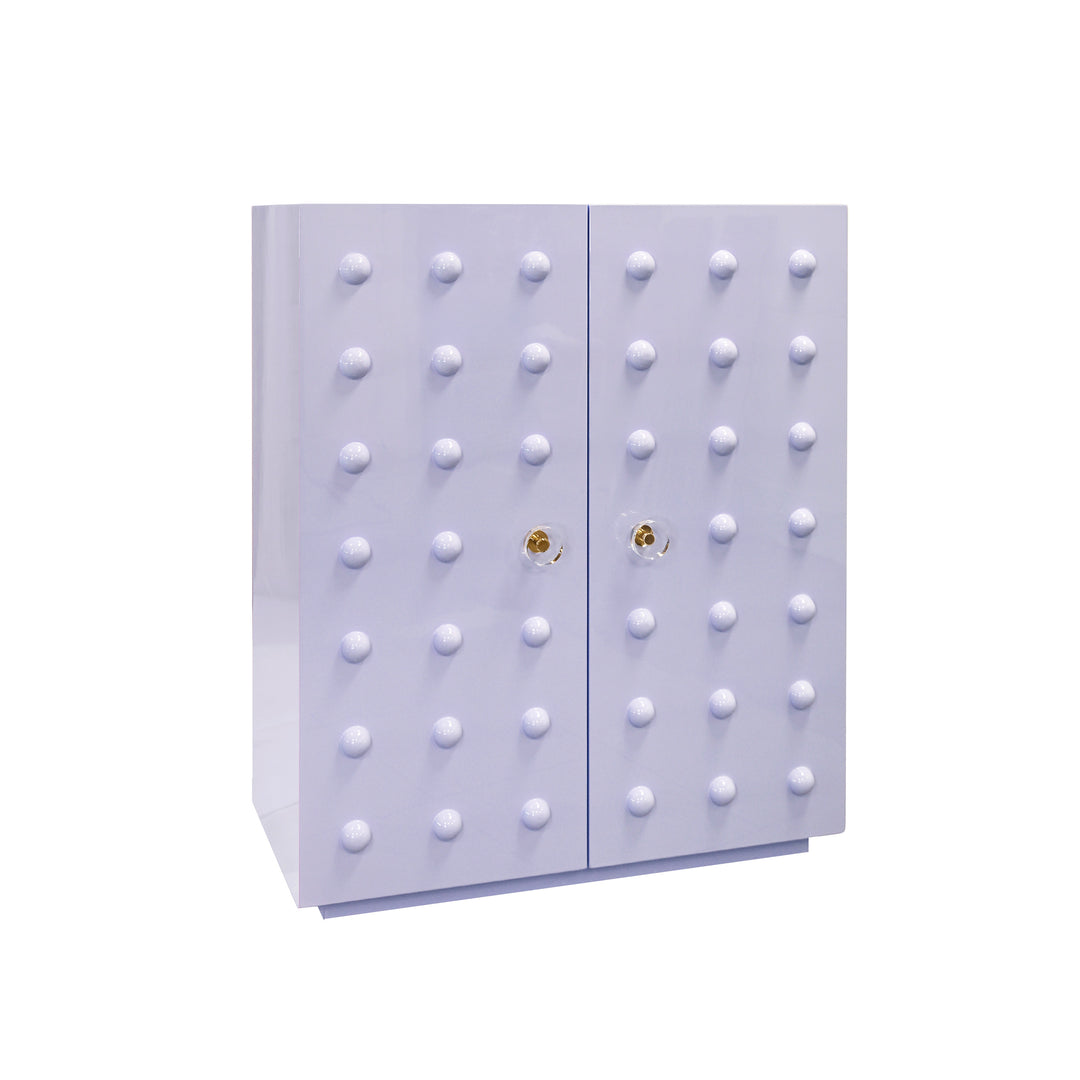 Two Door Cabinet With Ball Stud Detail And Acrylic And Brass Hardware In Lavender Lacquer - BEAU LAV