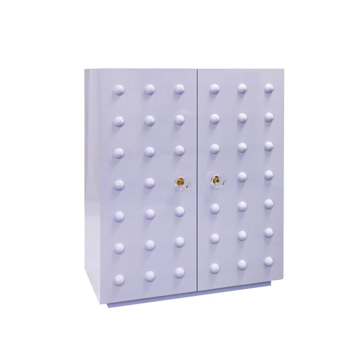 Two Door Cabinet With Ball Stud Detail And Acrylic And Brass Hardware In Lavender Lacquer - BEAU LAV