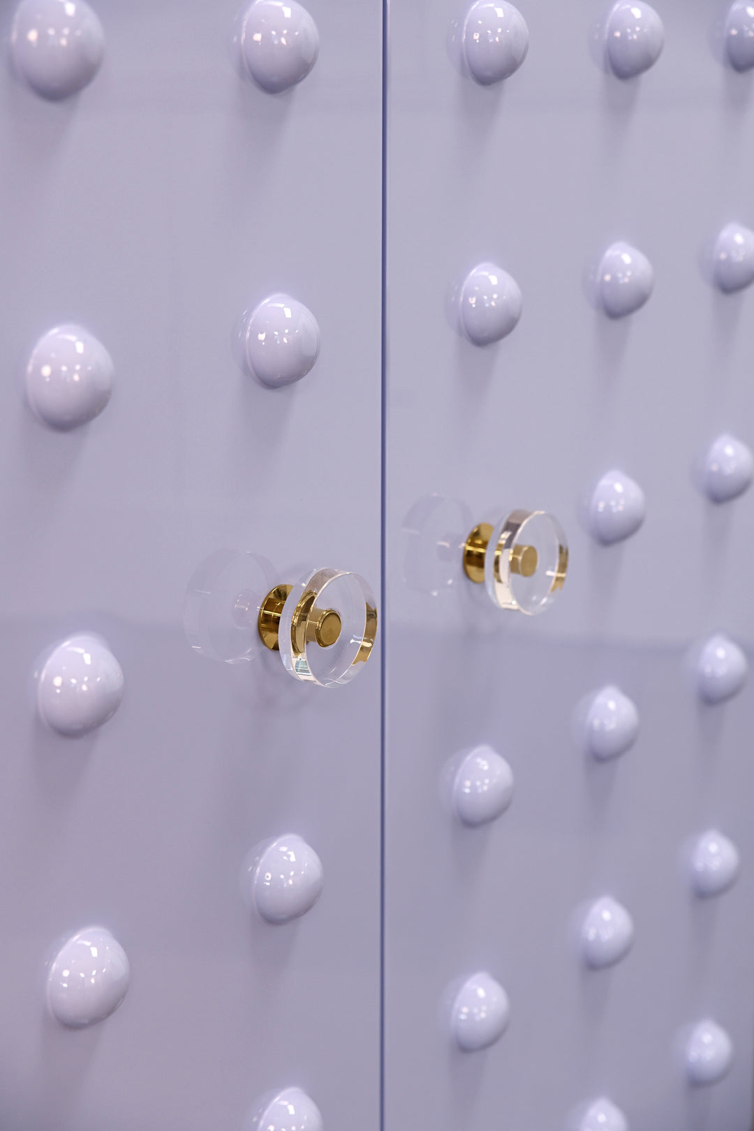 Two Door Cabinet With Ball Stud Detail And Acrylic And Brass Hardware In Lavender Lacquer - BEAU LAV