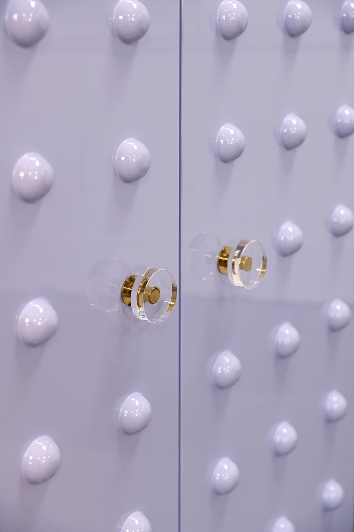 Two Door Cabinet With Ball Stud Detail And Acrylic And Brass Hardware In Lavender Lacquer - BEAU LAV