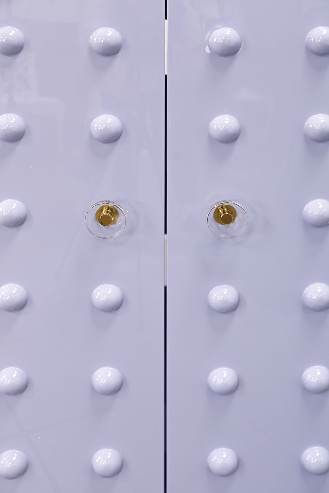 Two Door Cabinet With Ball Stud Detail And Acrylic And Brass Hardware In Lavender Lacquer - BEAU LAV