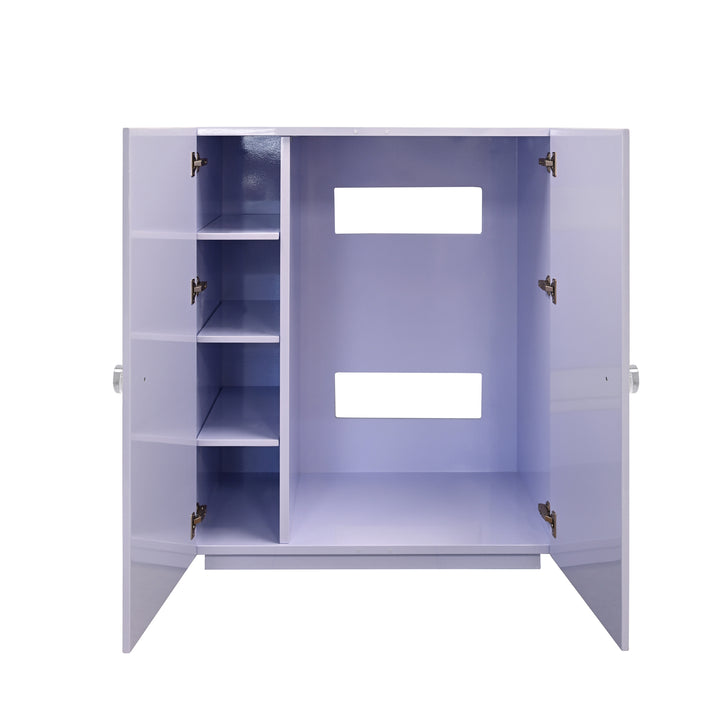 Two Door Cabinet With Ball Stud Detail And Acrylic And Brass Hardware In Lavender Lacquer - BEAU LAV