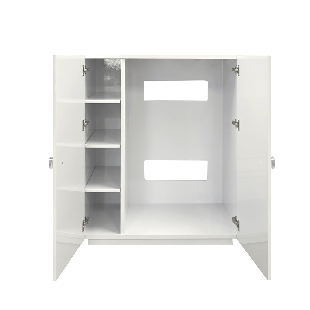 Two Door Cabinet With Ball Stud Detail And Acrylic And Brass Hardware In White Lacquer - BEAU WH
