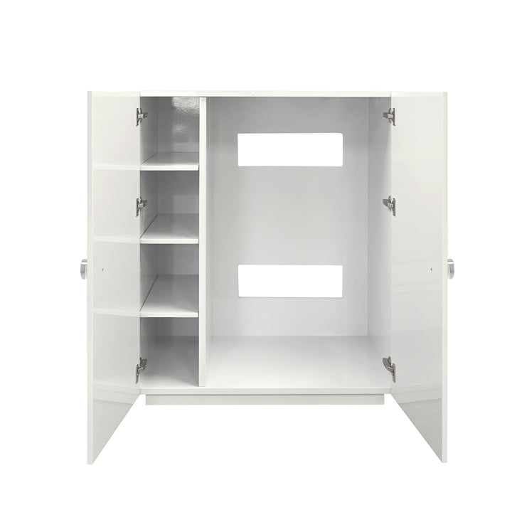 Two Door Cabinet With Ball Stud Detail And Acrylic And Brass Hardware In White Lacquer - BEAU WH