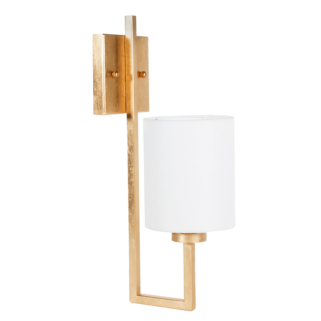 Gold Leaf Sconce With White Linen Shade - BECKHAM G
