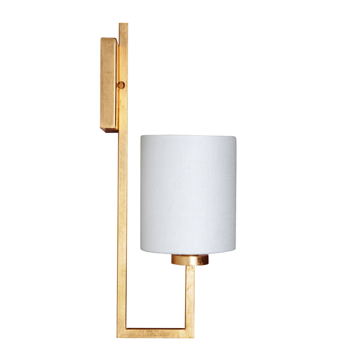Gold Leaf Sconce With White Linen Shade - BECKHAM G