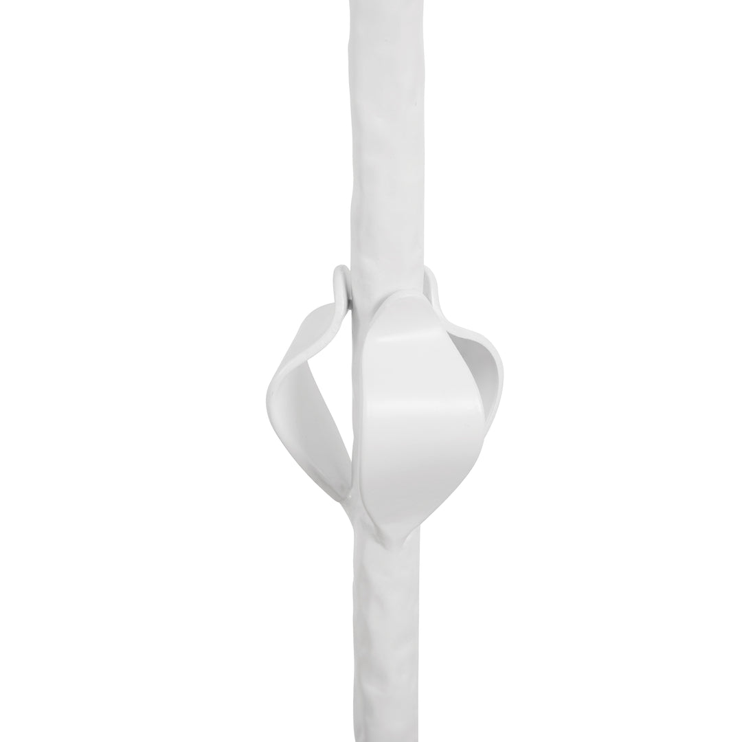 Three Leg Iron Floor Lamp With Leaf Detail In Matte White Powder Coat - BELINDA WH