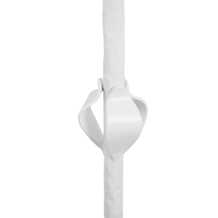 Three Leg Iron Floor Lamp With Leaf Detail In Matte White Powder Coat - BELINDA WH