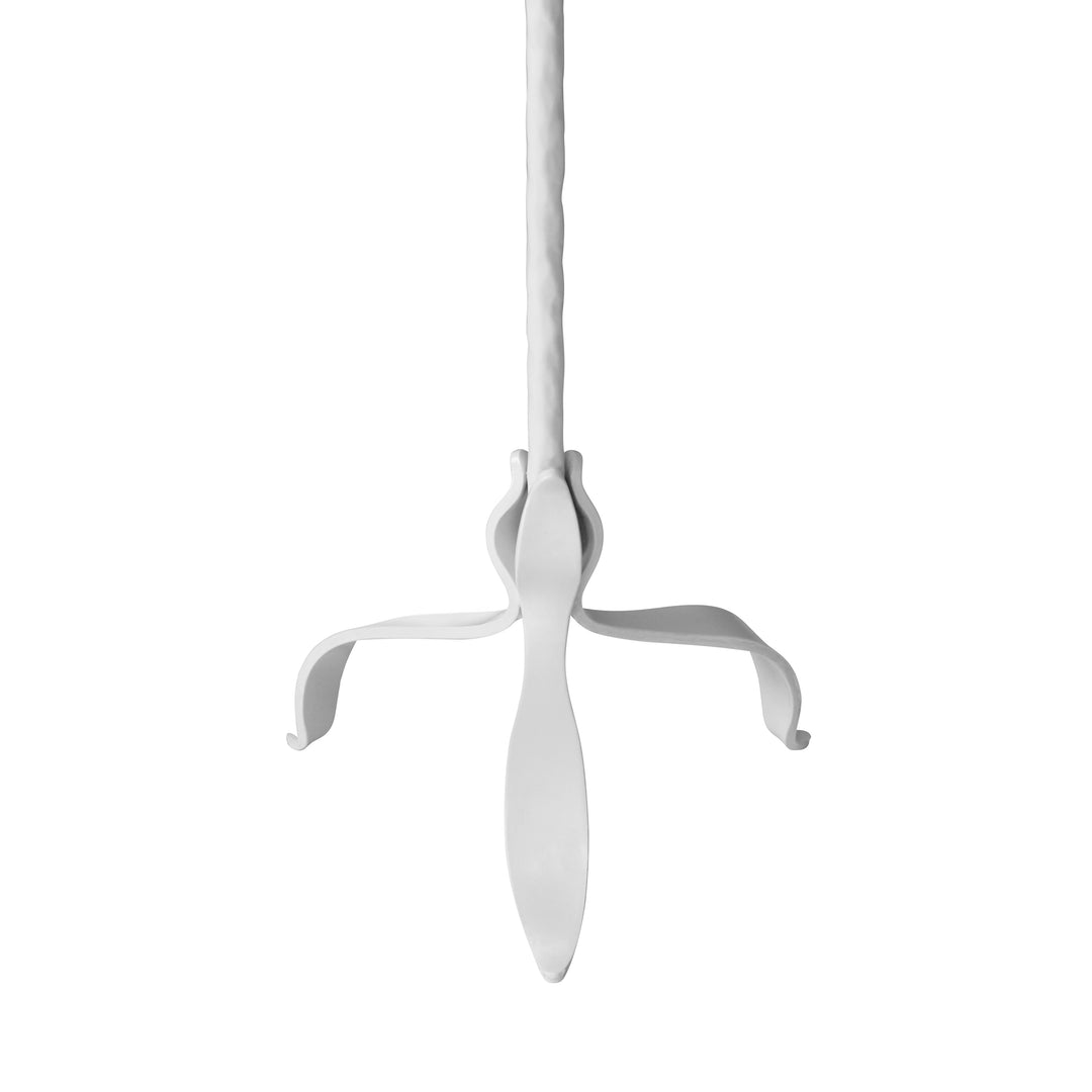 Three Leg Iron Floor Lamp With Leaf Detail In Matte White Powder Coat - BELINDA WH