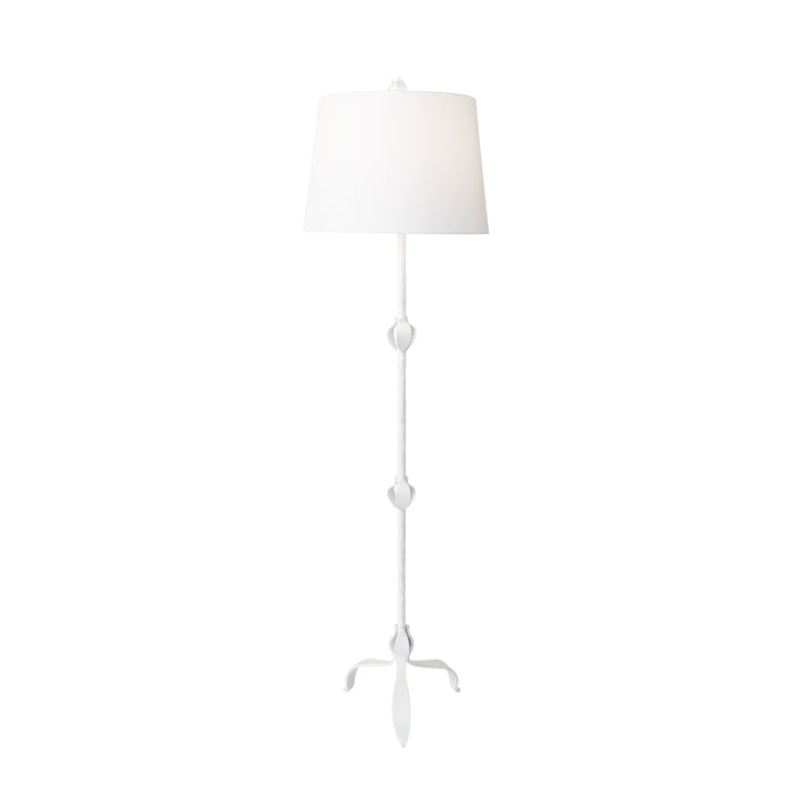 Three Leg Iron Floor Lamp With Leaf Detail In Matte White Powder Coat - BELINDA WH