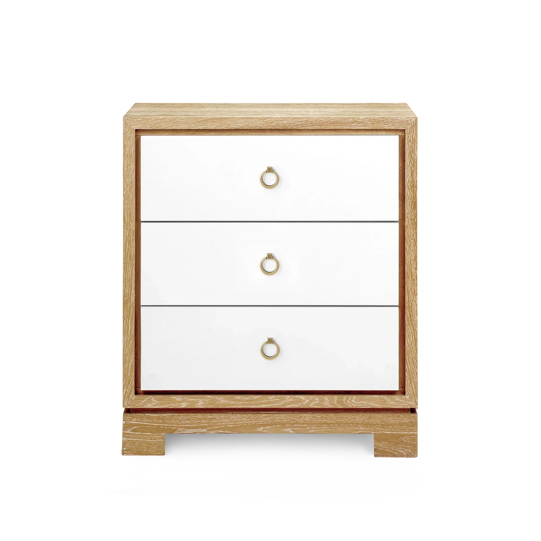 Berkeley 3-Drawer Side Table w/ Antique Brass Pull - AmericanHomeFurniture