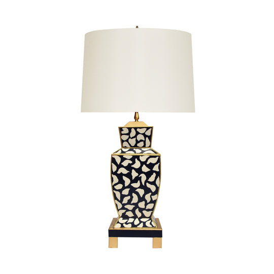 Hand Painted Urn Shape Tole Table Lamp In Black Leopard - BIANCA BLP