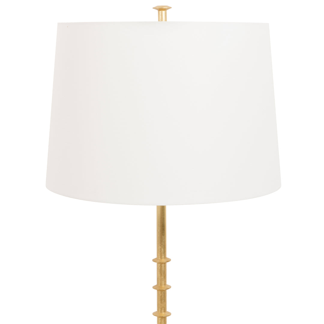 Three Leg Iron Floor Lamp With Ring Detail In Gold Leaf - BLAKELY G