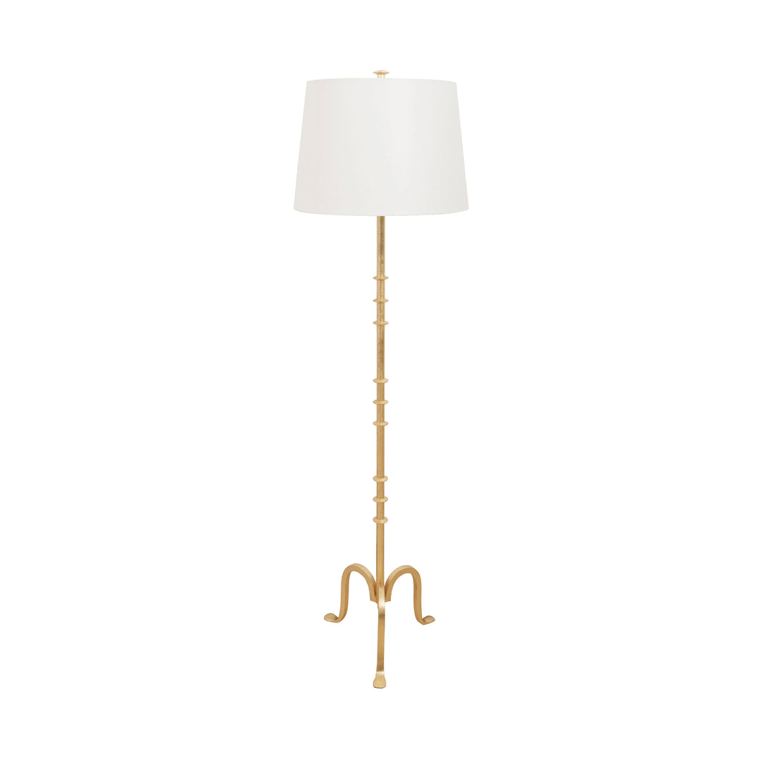 Three Leg Iron Floor Lamp With Ring Detail In Gold Leaf - BLAKELY G