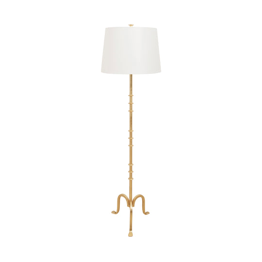 Three Leg Iron Floor Lamp With Ring Detail In Gold Leaf - BLAKELY G