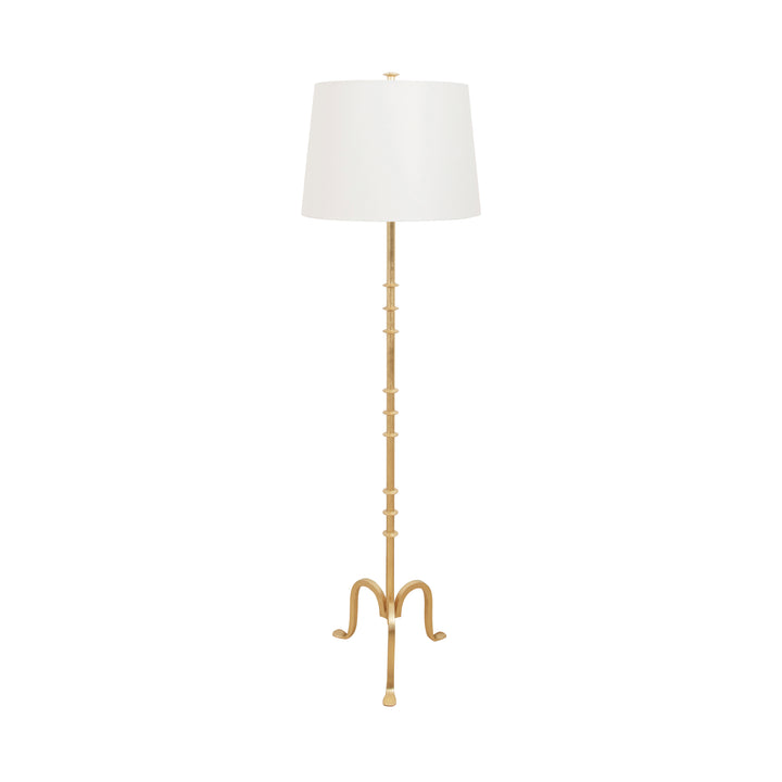 Three Leg Iron Floor Lamp With Ring Detail In Gold Leaf - BLAKELY G