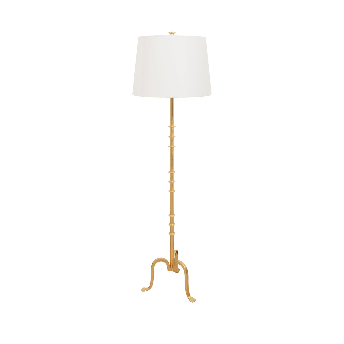 Three Leg Iron Floor Lamp With Ring Detail In Gold Leaf - BLAKELY G