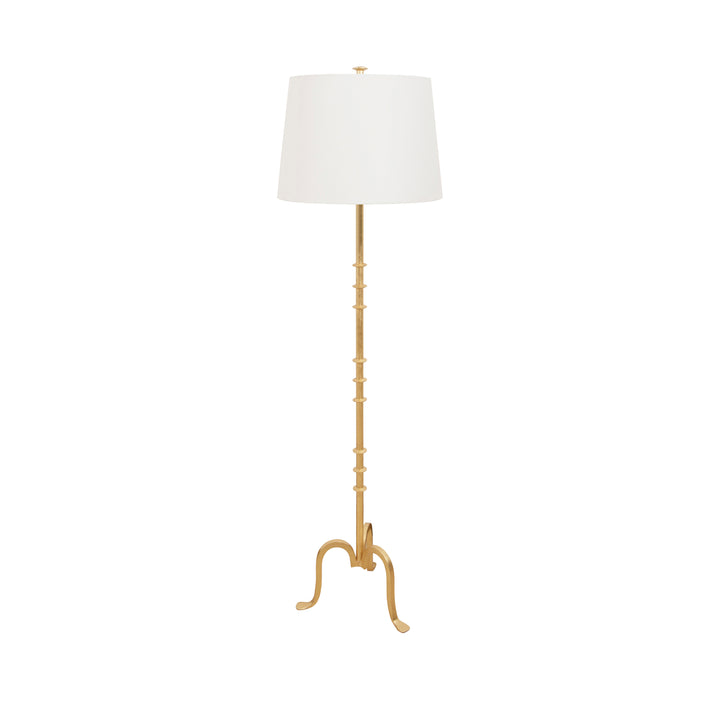 Three Leg Iron Floor Lamp With Ring Detail In Gold Leaf - BLAKELY G