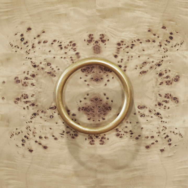 Bath Vanity In Burl Wood W/ Ant. Brass Hardware, White Marble Top, And Porcelain Sink - BLANCHE BW