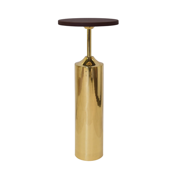 Brass Base Cigar Table With Round Leather Top - BOLTON