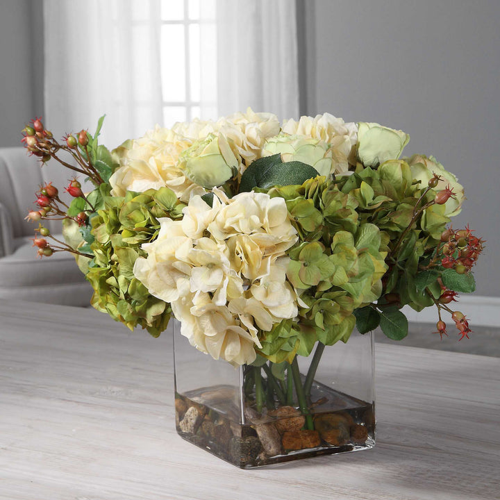 American Home Furniture Uttermost Cecily Hydrangea Bouquet