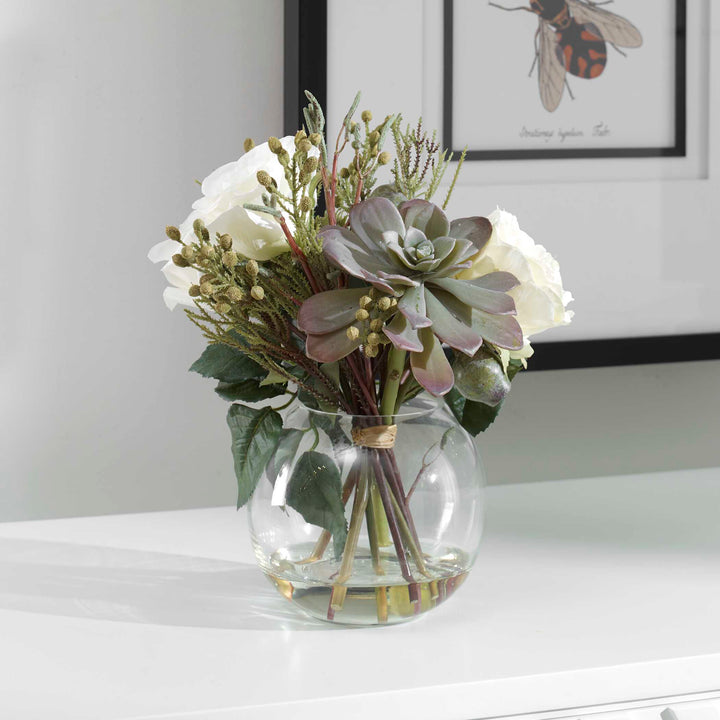 American Home Furniture Uttermost Belmonte Floral Bouquet & Vase