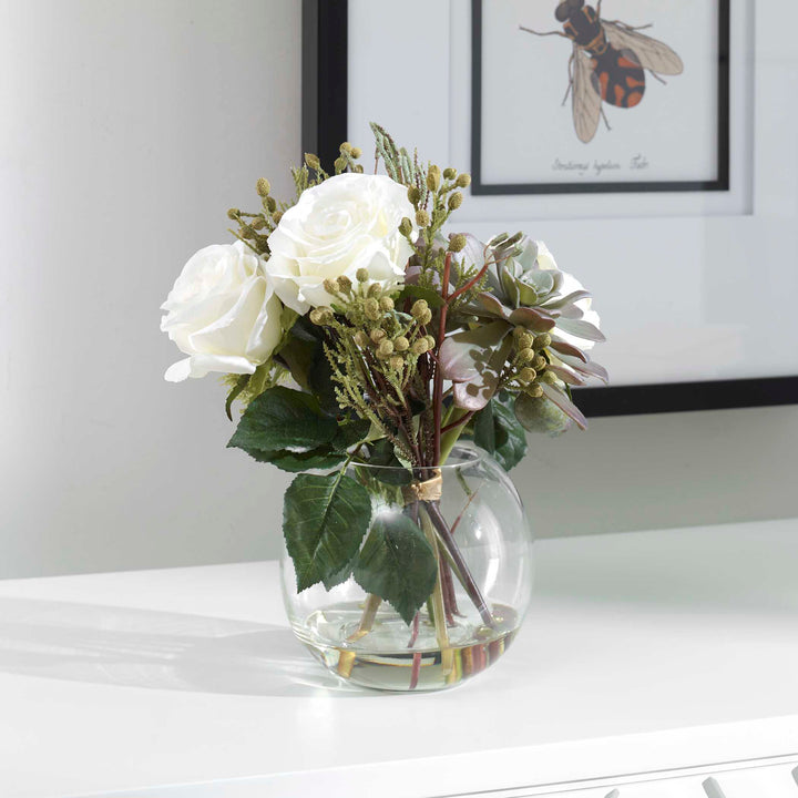 American Home Furniture Uttermost Belmonte Floral Bouquet & Vase