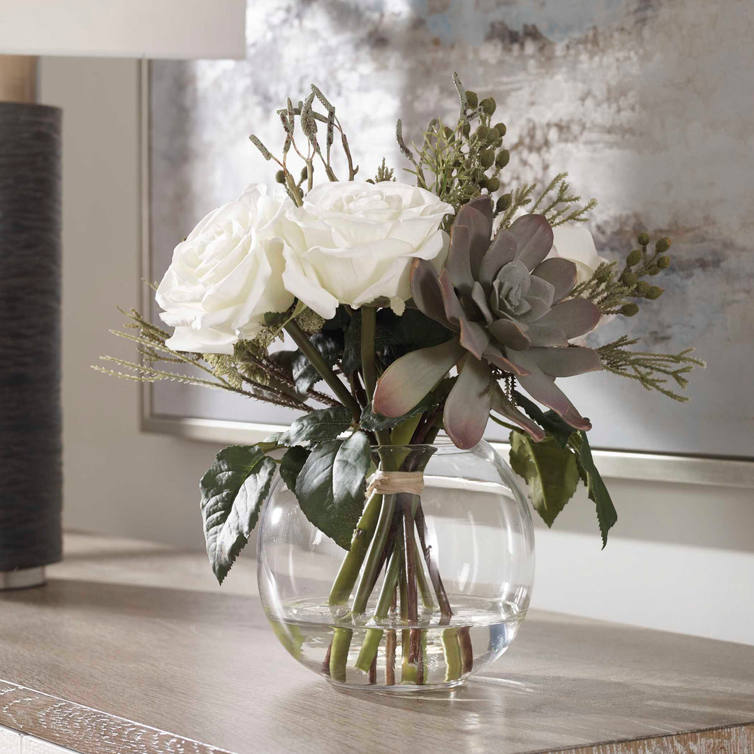 American Home Furniture Uttermost Belmonte Floral Bouquet & Vase