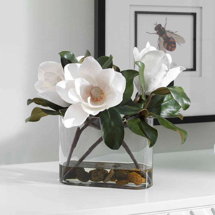 American Home Furniture Uttermost Middleton Magnolia Flower Centerpiece
