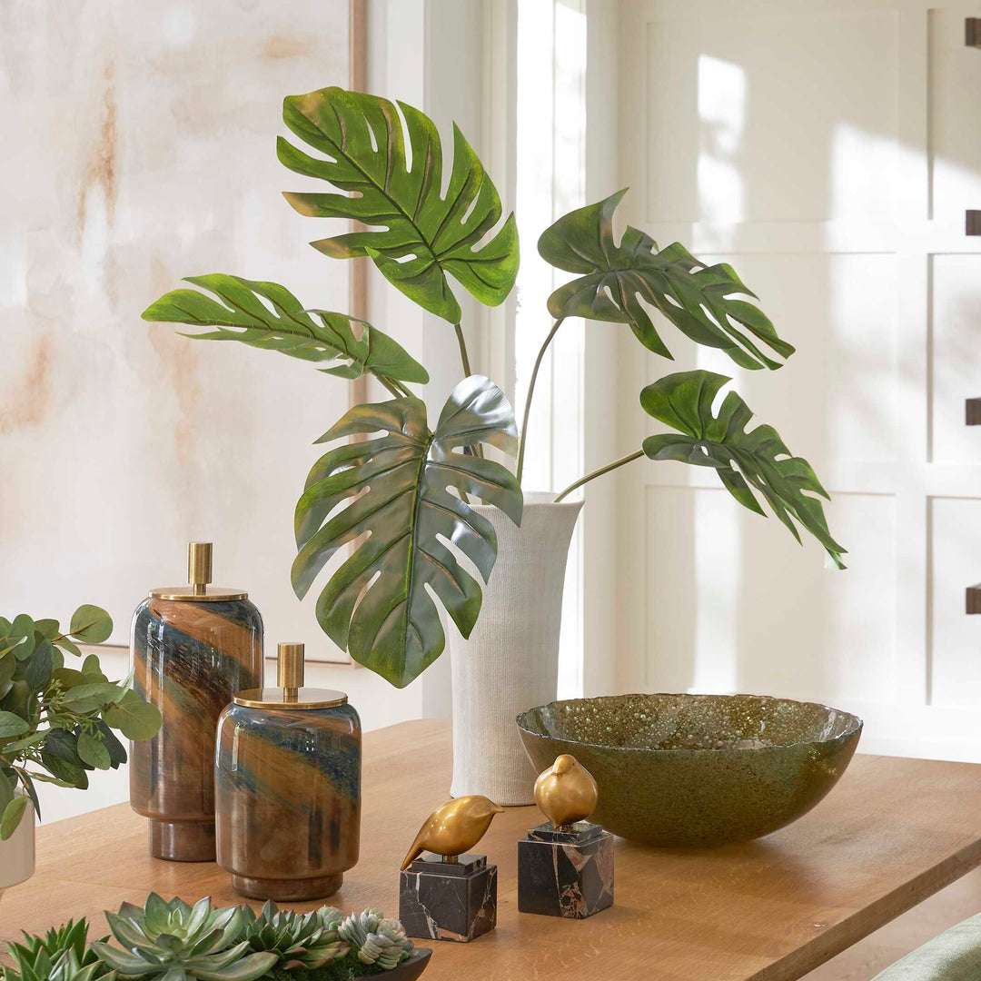 Muse Monstera White Vase Centerpiece