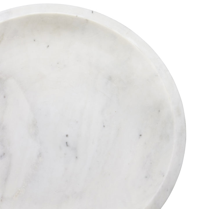 White Marble Bowl With Brass Tapered Pedestal Base - BRISSA